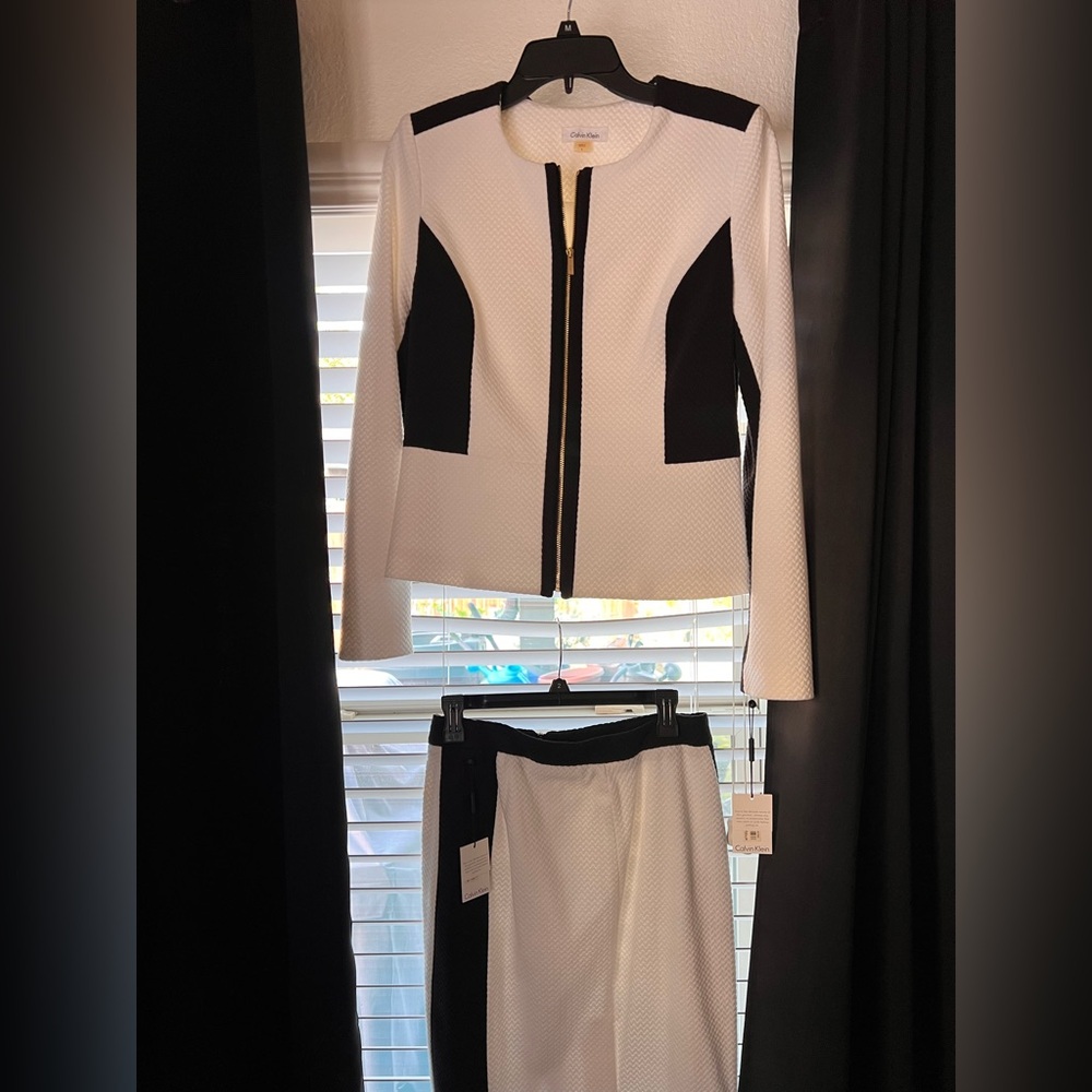 Calvin Klein White and Black Textured Jacket